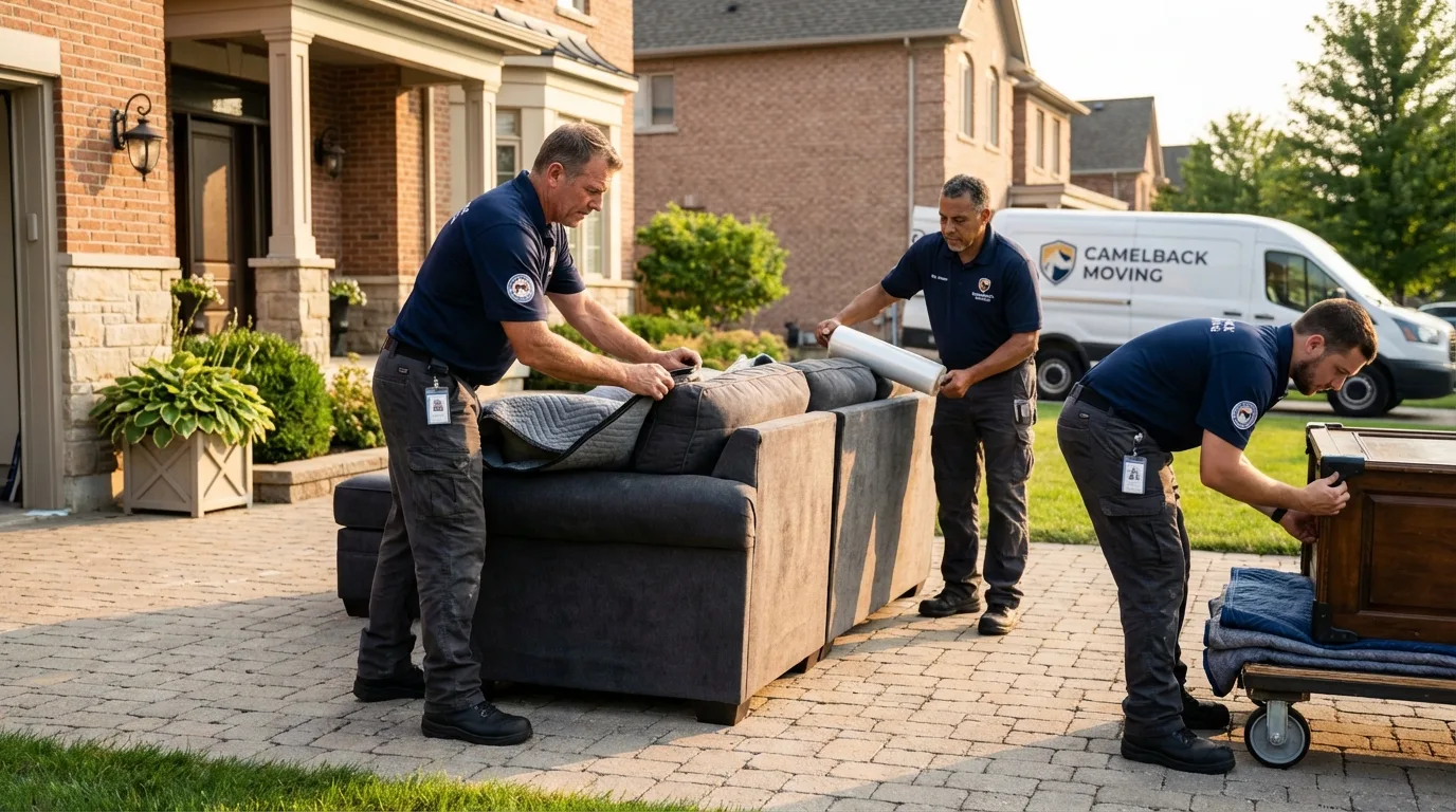Large estate moving crew wrapping furniture in Franklin, KY
