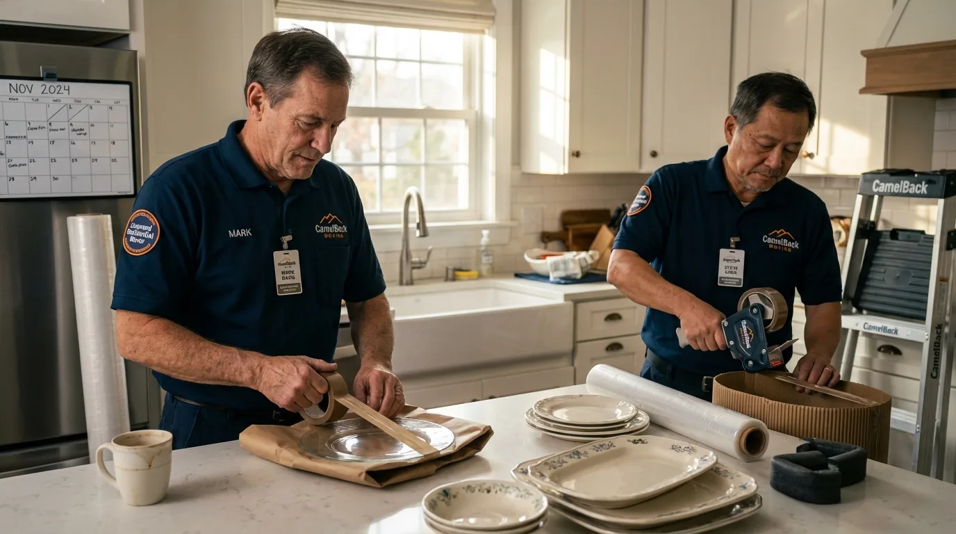 Professional crew packing kitchen dishware in Franklin, KY